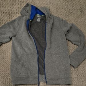 Tek Gear Gray Zip-Up Hoodie with Blue Lining